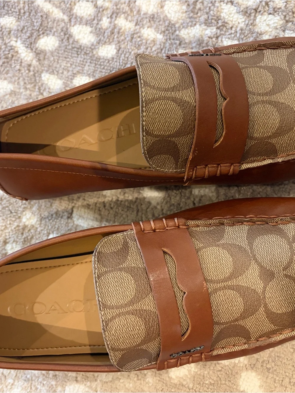 Coach Men’s Tan/Brown Signature Canvas Penny Loafers